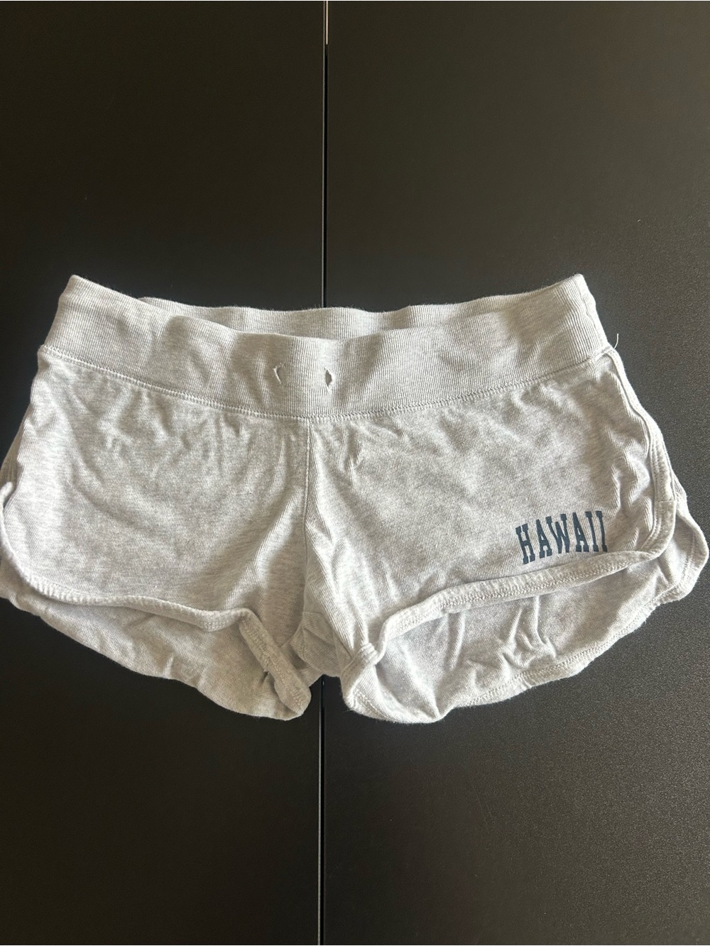 Brandy Melville Light Gray Lounge Shorts with Navy Hawaii Graphic